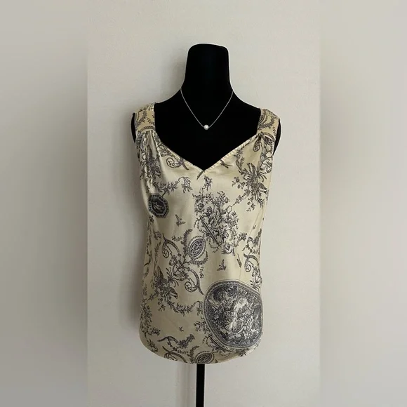 Talbots Cream and Black Patterned Blouse - Picture 1 of 14